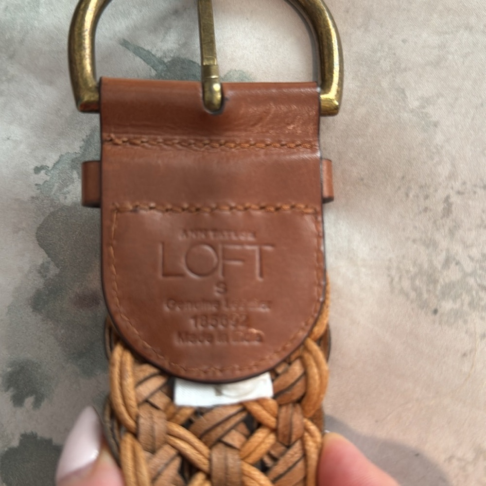 Woven belt, genuine leather, brown, size small - Picture 6 of 9